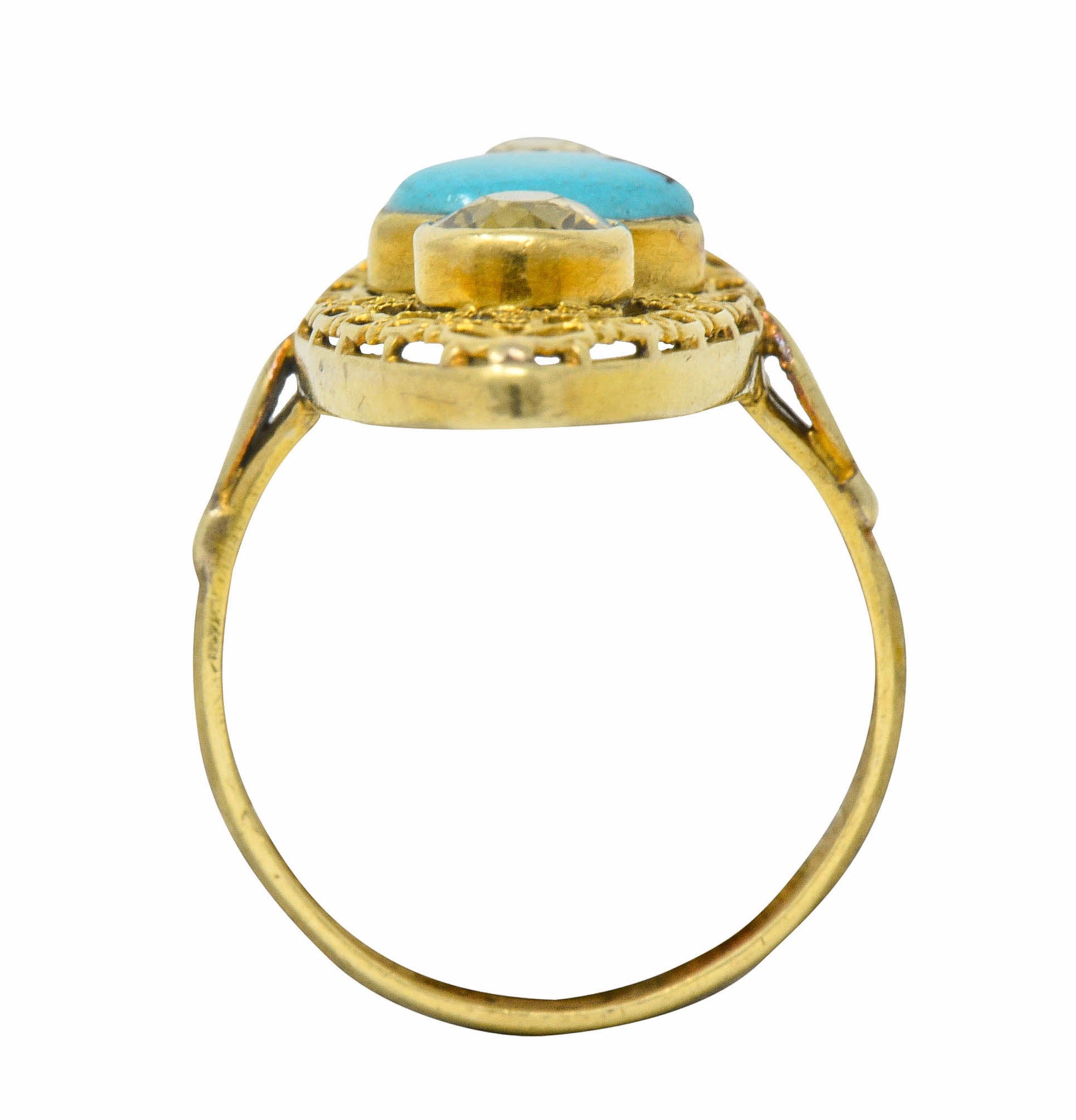 Victorian Turquoise Zircon 14 Karat Gold Navette RingRing - Wilson's Estate Jewelry