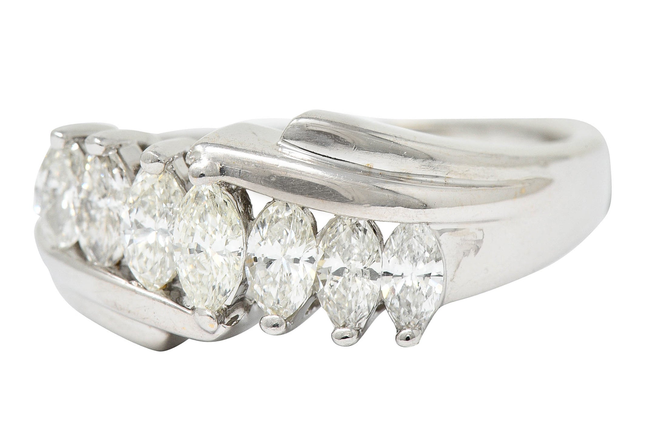 1950's Mid-Century 0.95 CTW Diamond 14 Karat White Gold Band RingRing - Wilson's Estate Jewelry