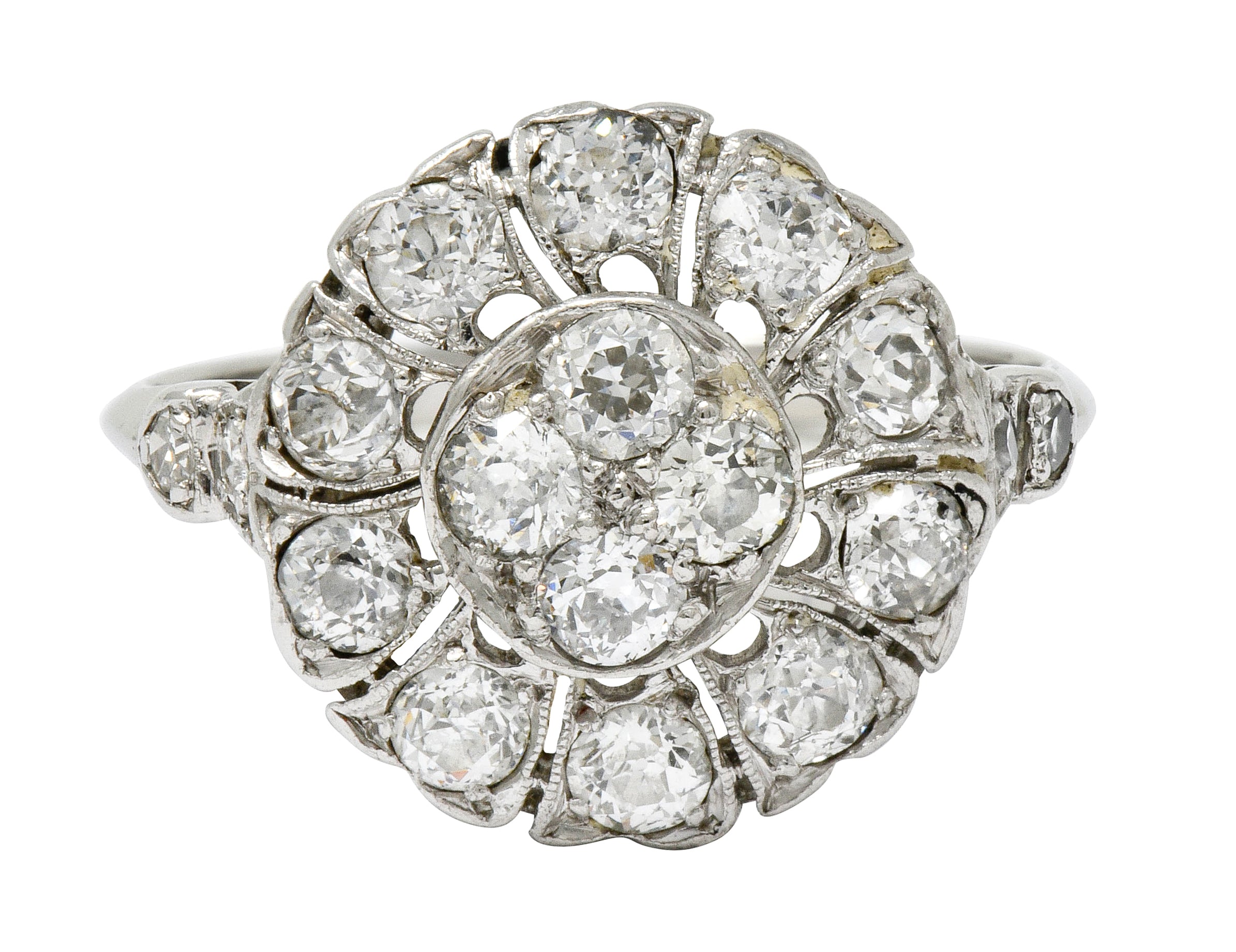 Art Deco Diamond Platinum Radiating Cluster Ring - Wilson's Estate Jewelry