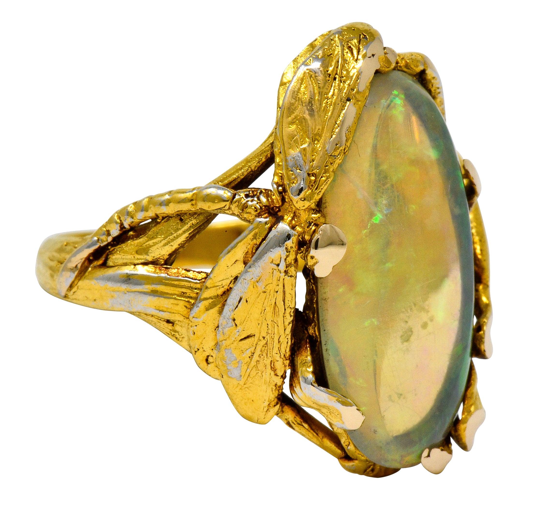 Walton & Co. Arts & Crafts Opal 14 Karat Gold Dragonfly Ring - Wilson's Estate Jewelry