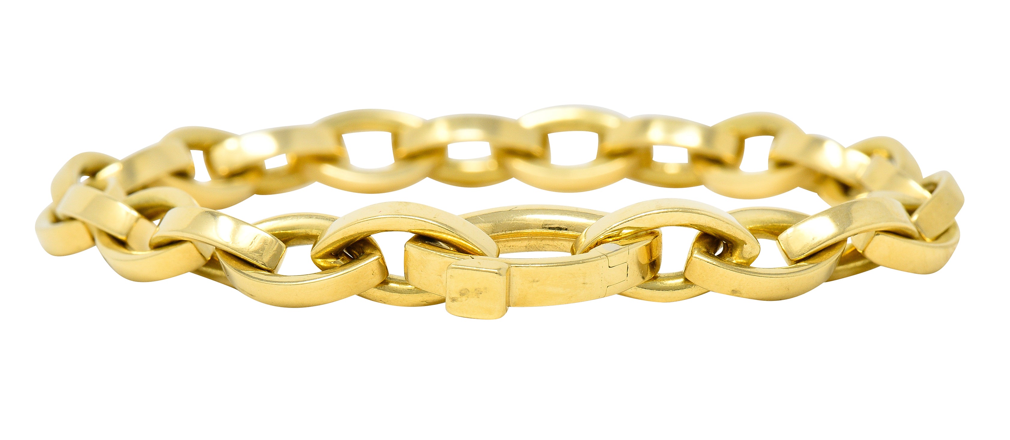 Tiffany & Co. 1990's 18 Karat Yellow Gold Vintage Marquise Link Bracelet Wilson's Estate Jewelry