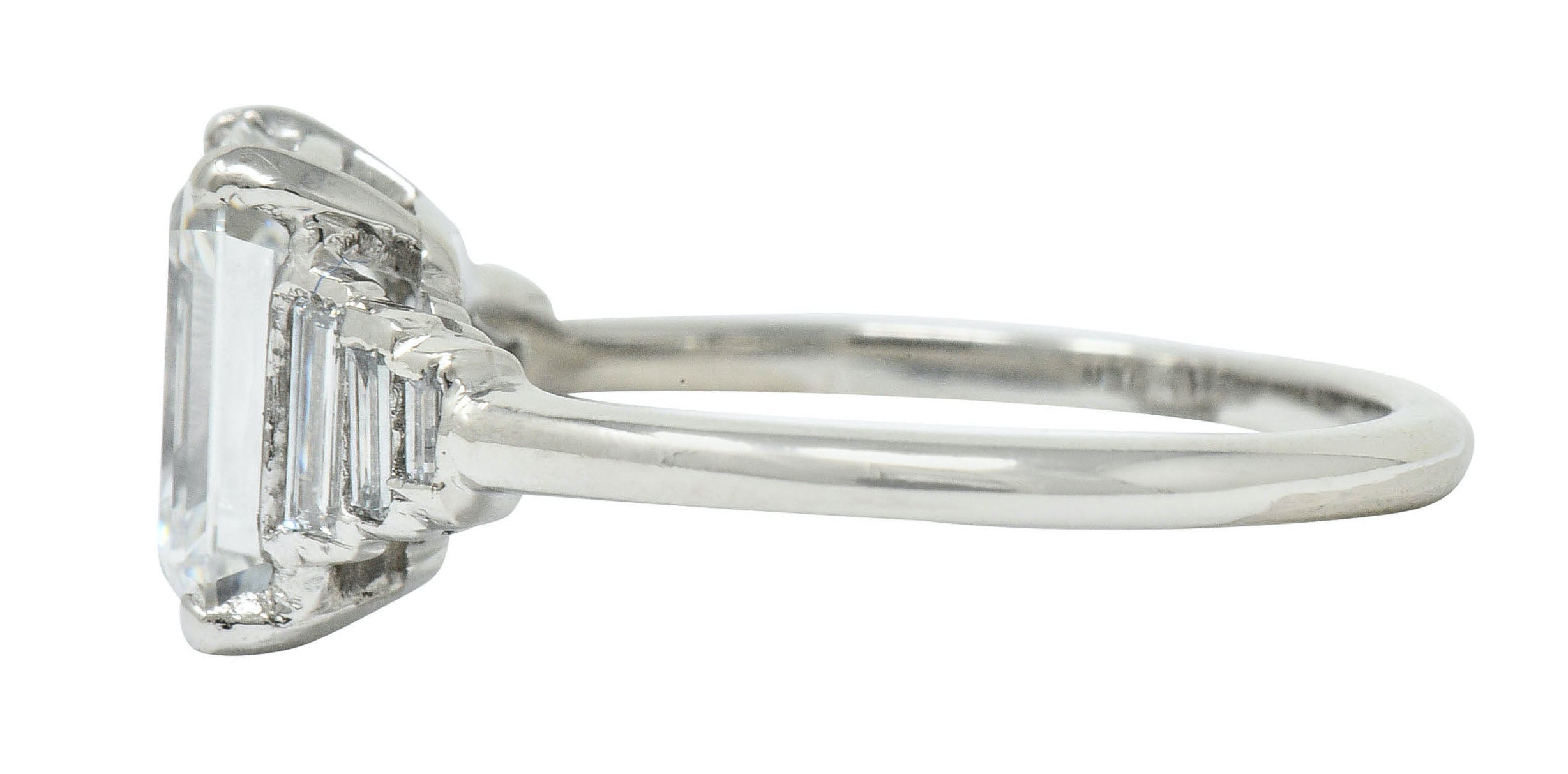 Contemporary 2.20 CTW Emerald Cut Diamond Platinum Engagement Ring GIARing - Wilson's Estate Jewelry