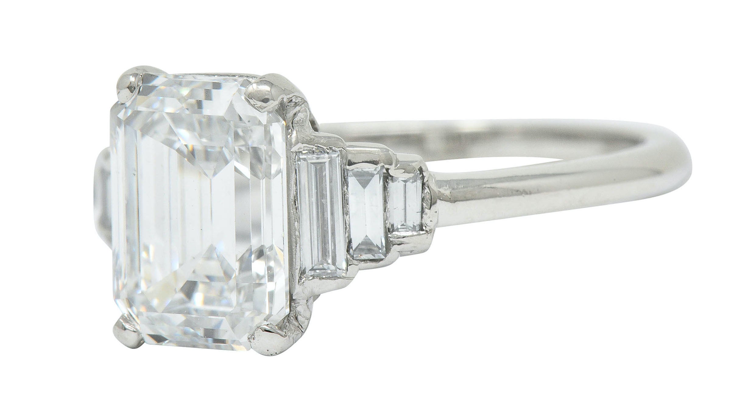 Contemporary 2.20 CTW Emerald Cut Diamond Platinum Engagement Ring GIARing - Wilson's Estate Jewelry