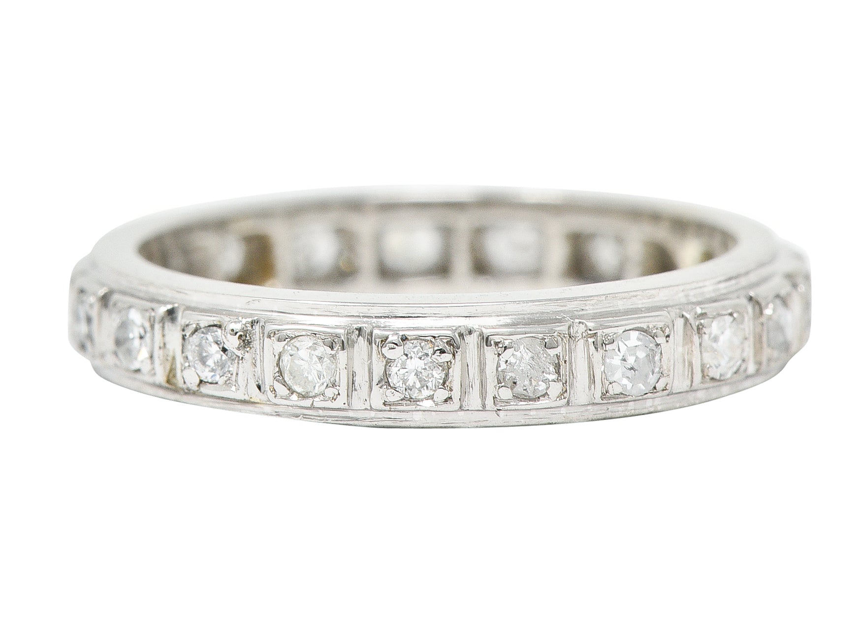 1965 Vintage 0.55 CTW Diamond 18 Karat White Gold Eternity Band Ring Wilson's Antique & Estate Jewelry