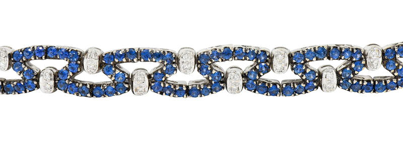 Vintage 6.50 CTW Sapphire Diamond 18 Karat White Gold Braceletbracelet - Wilson's Estate Jewelry