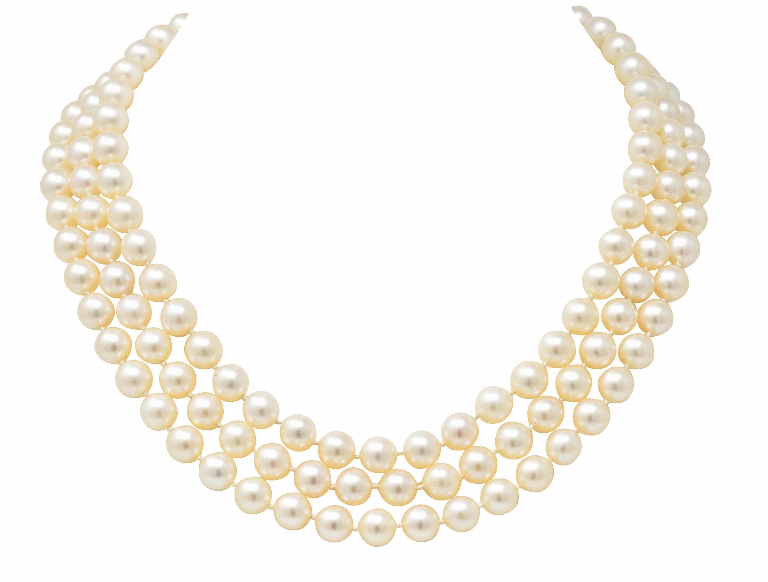 Retro 1.70 CTW Diamond Cultured Pearl 14 Karat White Gold Multi-Strand Necklace & BroochNecklace - Wilson's Estate Jewelry