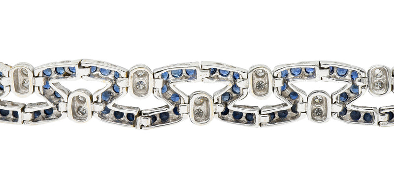 Vintage 6.50 CTW Sapphire Diamond 18 Karat White Gold Braceletbracelet - Wilson's Estate Jewelry