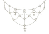 Edwardian Antique Diamond Platinum Swag Station Necklace Wilson's Antique & Estate Jewelry