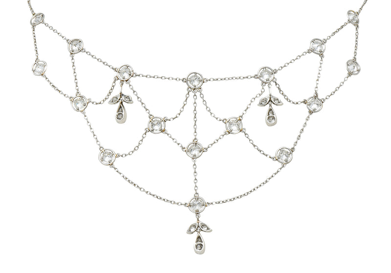 Edwardian Antique Diamond Platinum Swag Station Necklace Wilson's Antique & Estate Jewelry