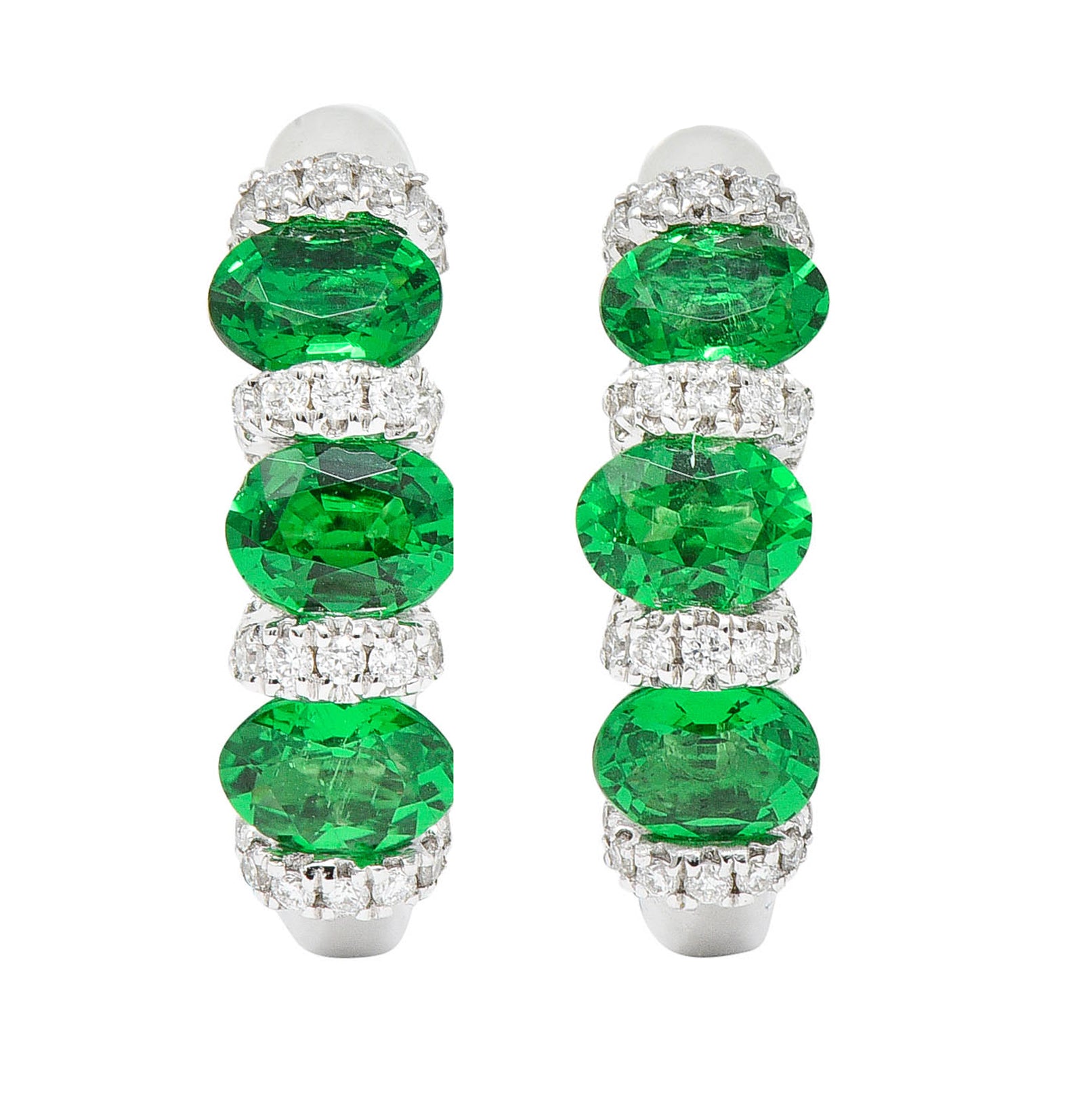 Spark Tsavorite Diamond 18 Karat White Gold Huggie EarringsEarrings - Wilson's Estate Jewelry