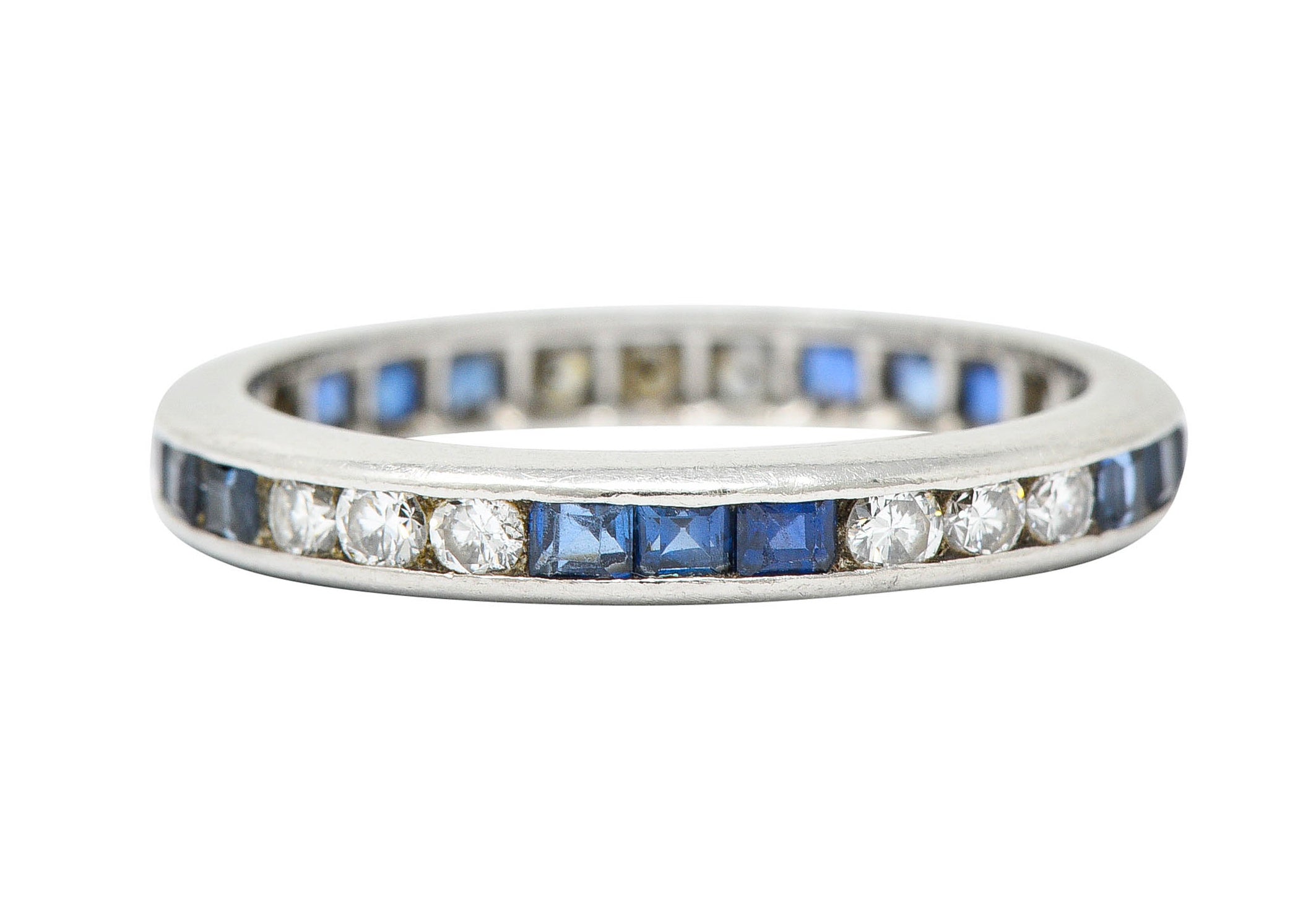 Vintage 1.00 CTW Sapphire Diamond Platinum Eternity Band RingRing - Wilson's Estate Jewelry