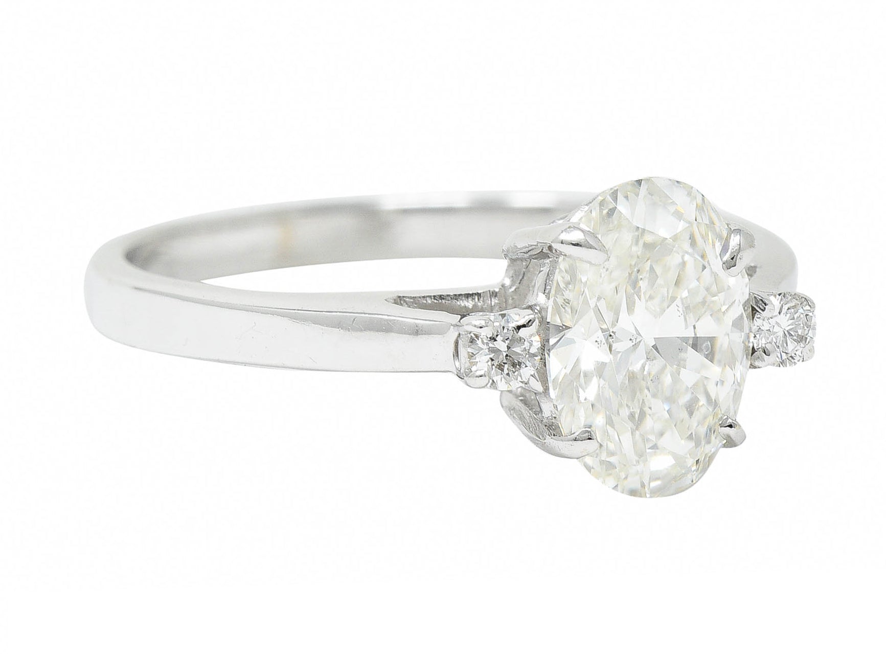 Contemporary 1.28 CTW Oval Diamond 14 Karat White Gold Engagement RingRing - Wilson's Estate Jewelry