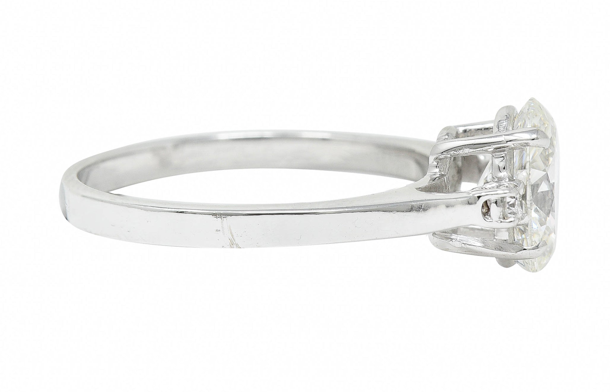 Contemporary 1.28 CTW Oval Diamond 14 Karat White Gold Engagement RingRing - Wilson's Estate Jewelry