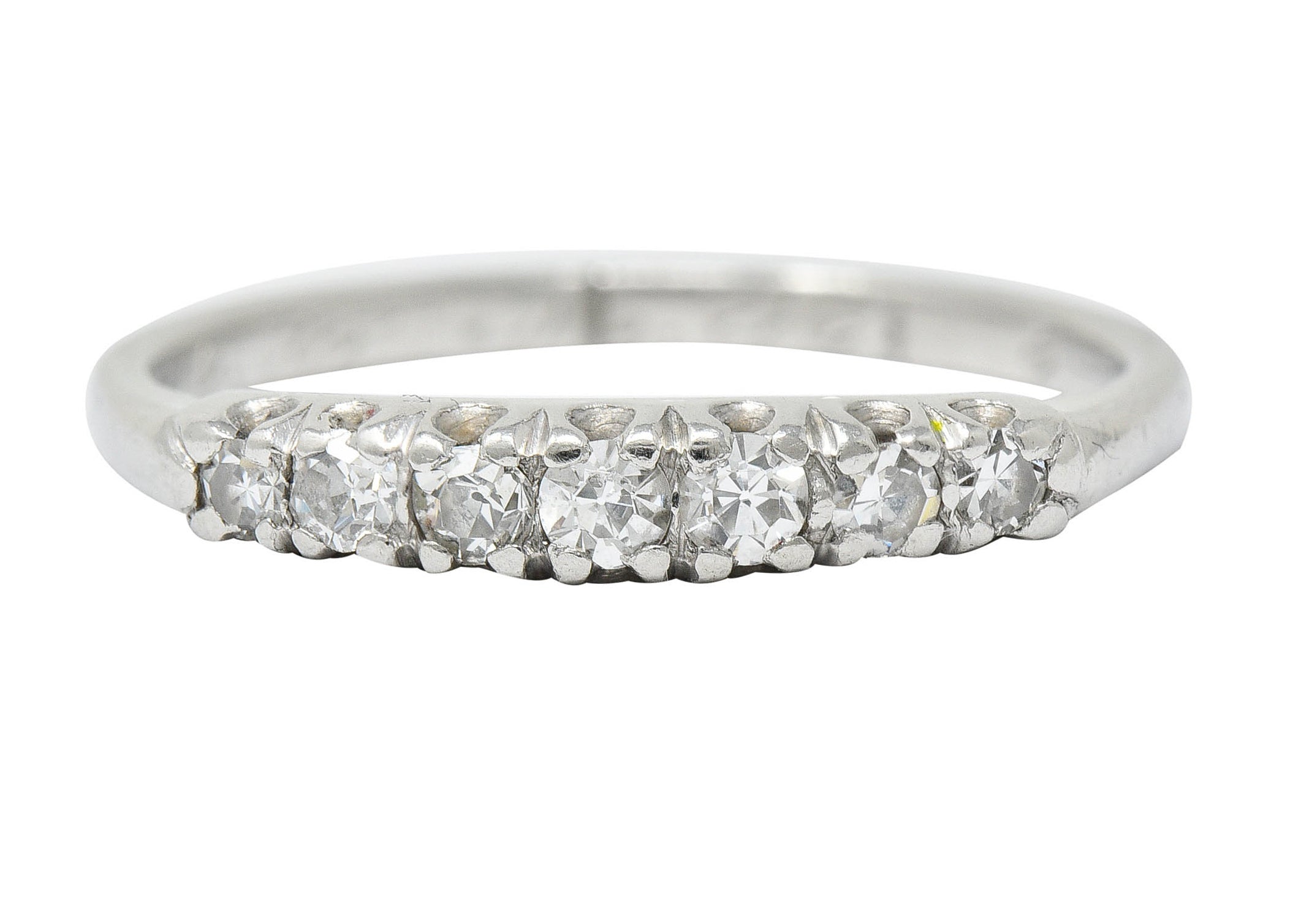 Art Deco Diamond Platinum Fishtail Anniversary Band RingRing - Wilson's Estate Jewelry