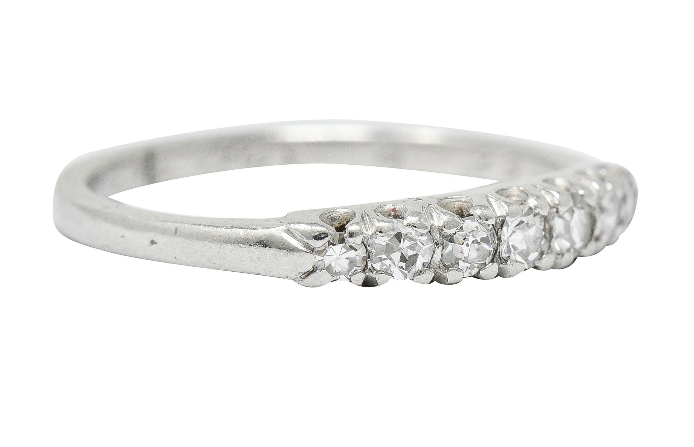 Art Deco Diamond Platinum Fishtail Anniversary Band RingRing - Wilson's Estate Jewelry