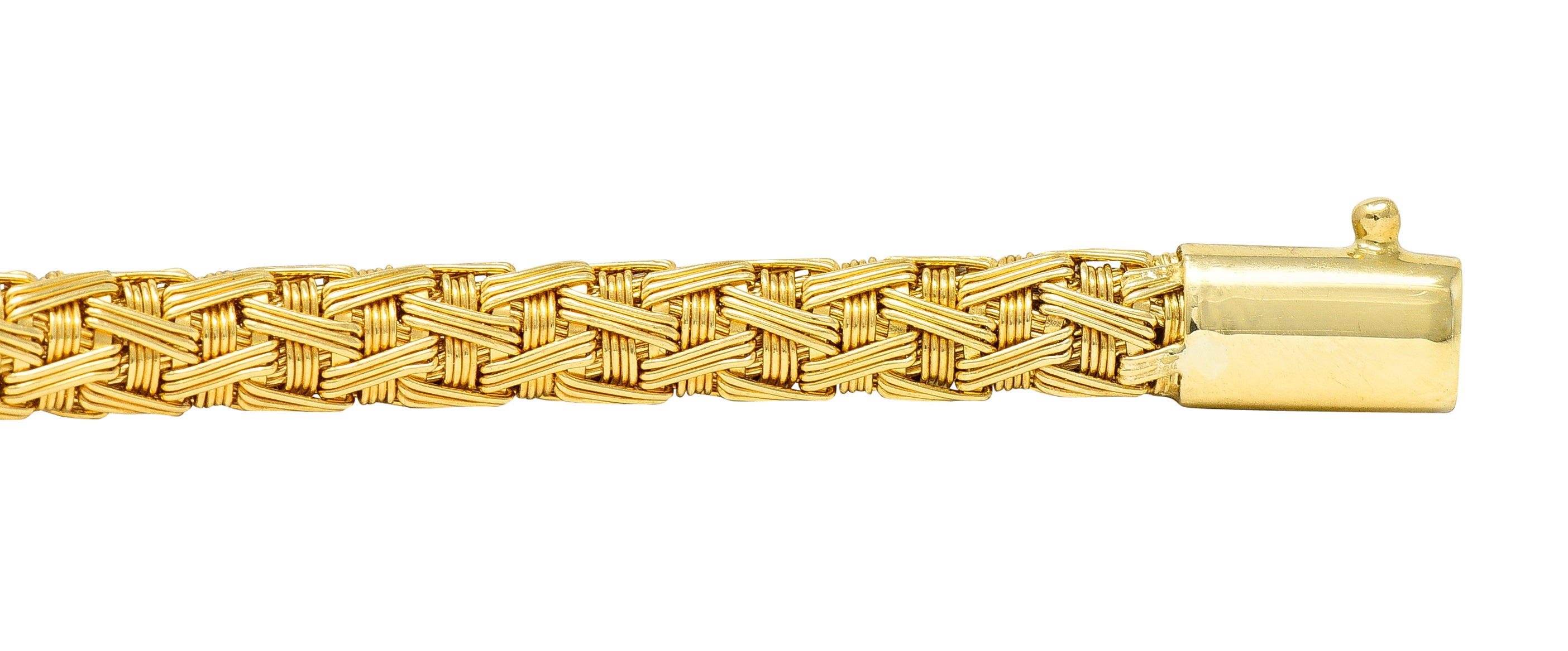 Roberto Coin Italian 1.50 CTW Pave Diamond 18 Karat Two-Tone Gold Woven Silk Bracelet Wilson's Antique & Estate Jewelry