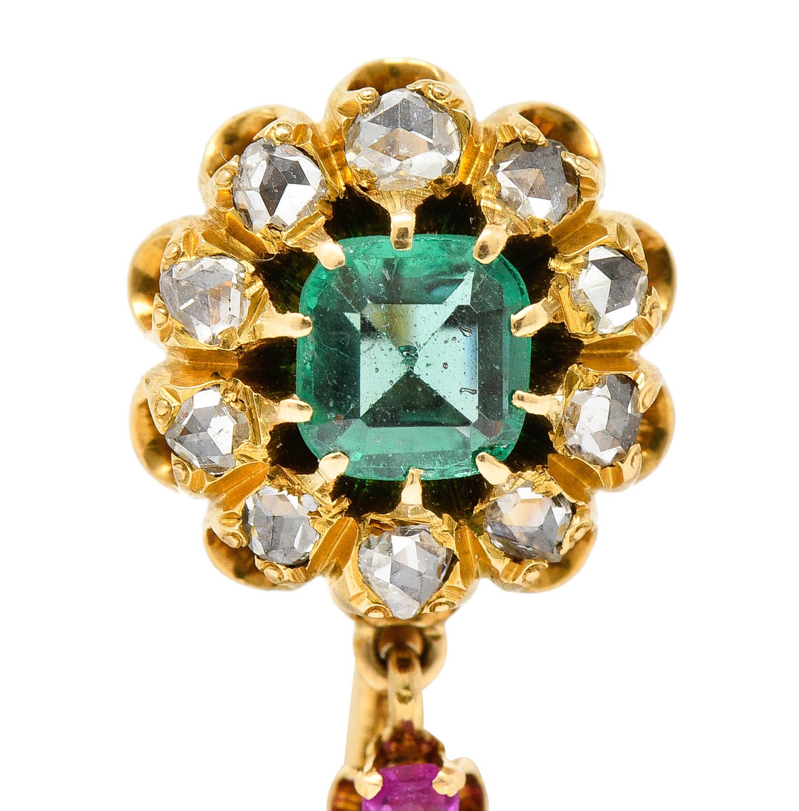 1910 Art Nouveau Emerald Ruby Diamond 14 Karat Gold Halley's Comet BroochBrooch - Wilson's Estate Jewelry