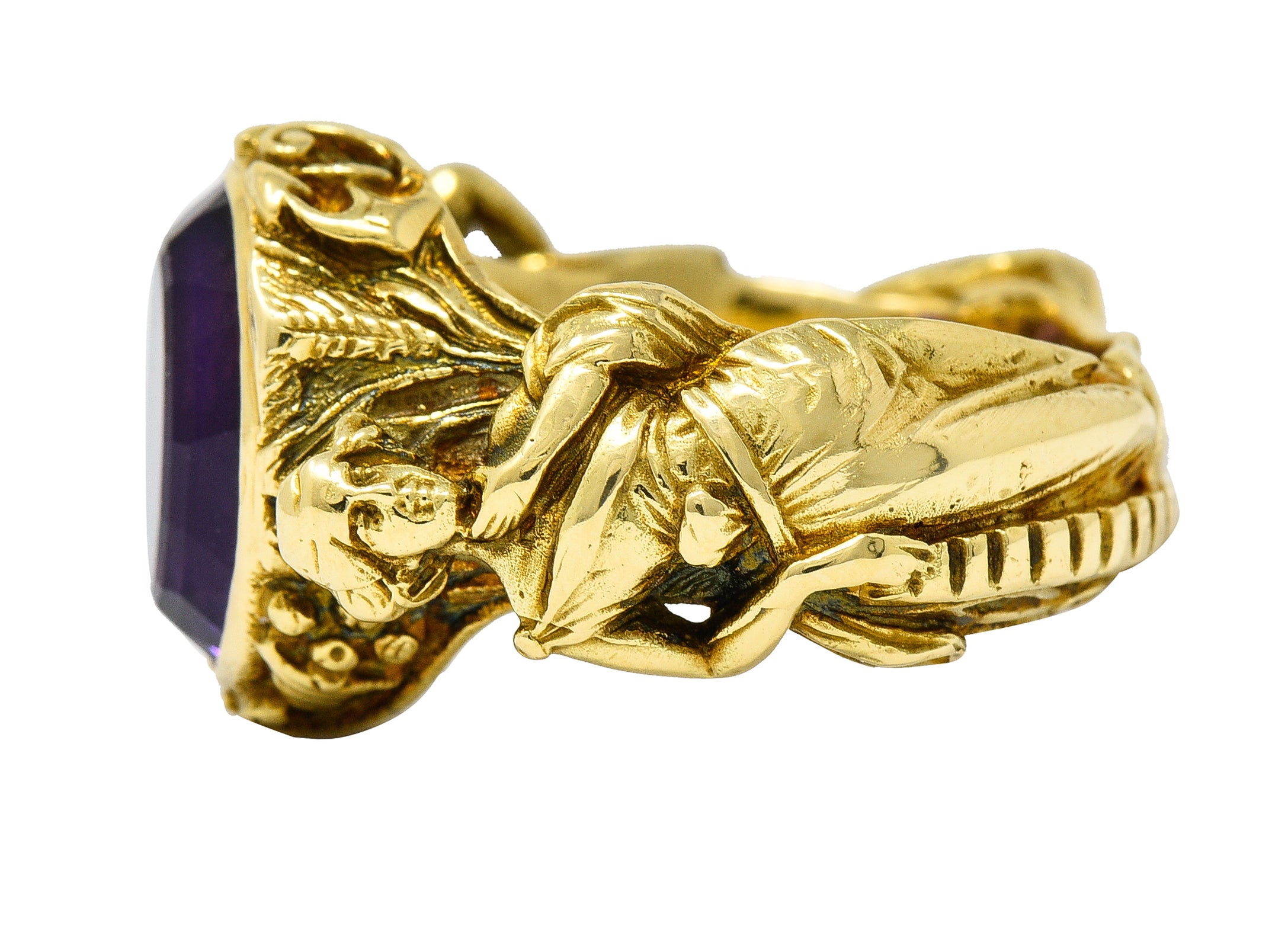 Neoclassical Amethyst 18 Karat Gold Hellenistic Hermes Demeter Signet RingRing - Wilson's Estate Jewelry