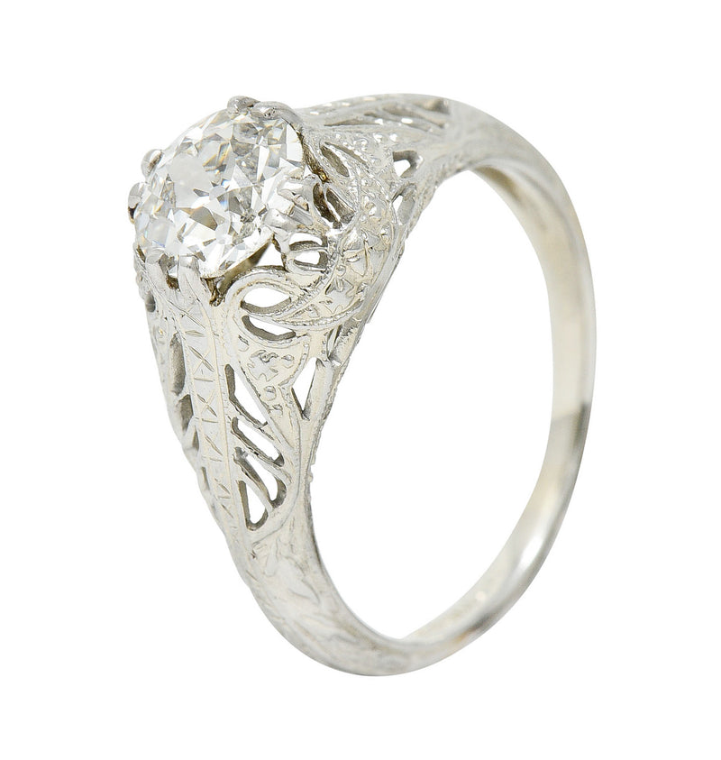 Art Deco 1.02 CTW Diamond 18 Karat White Gold Engagement RingRing - Wilson's Estate Jewelry