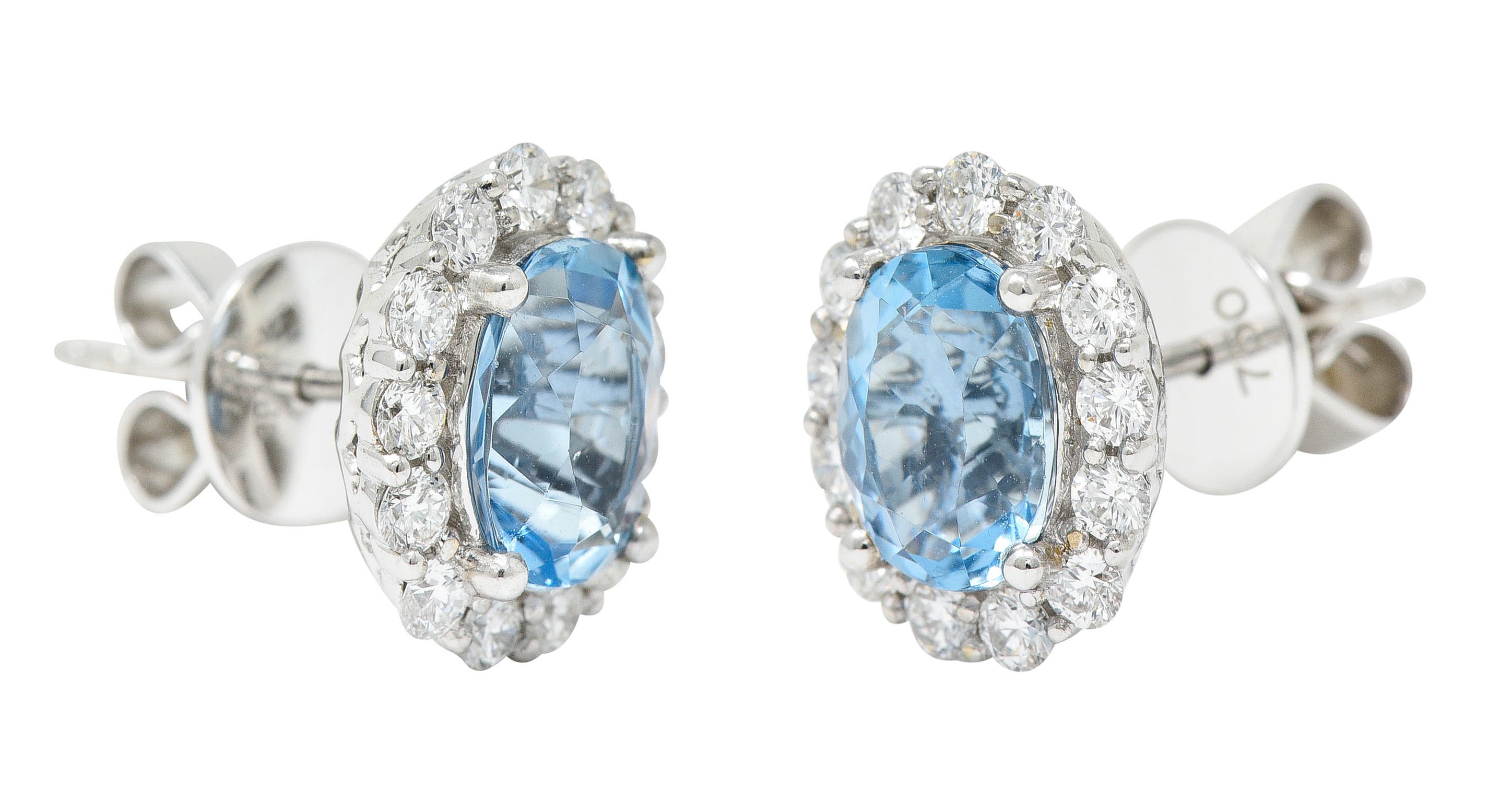 Spark 2.25 CTW Aquamarine Diamond 18 Karat White Stud EarringsEarrings - Wilson's Estate Jewelry