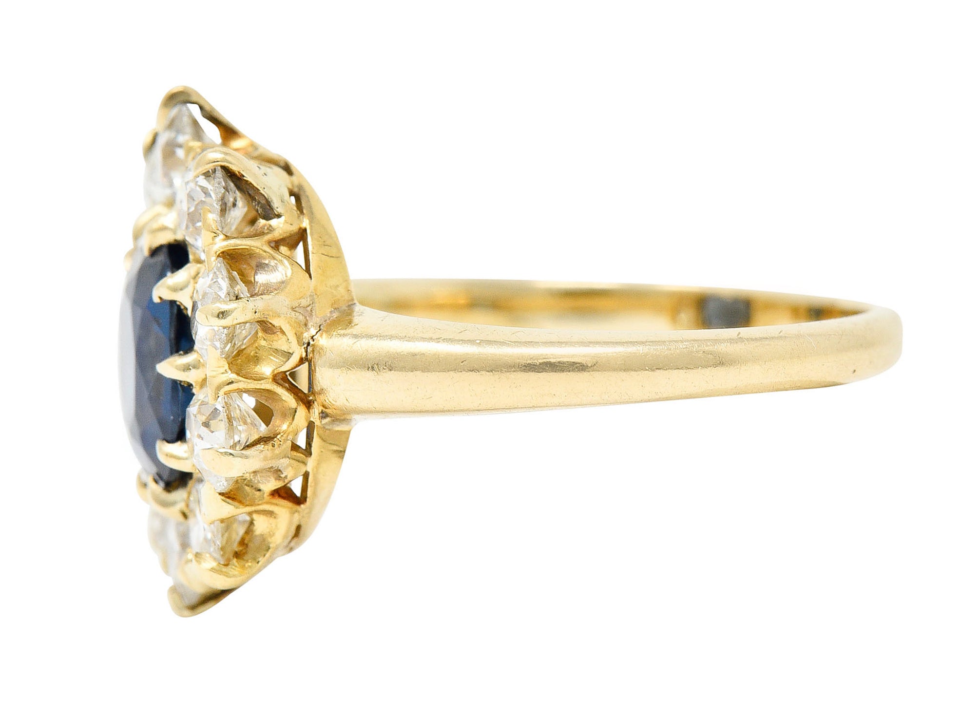 Victorian 2.15 CTW Sapphire Diamond 14 Karat Gold Cluster RingRing - Wilson's Estate Jewelry