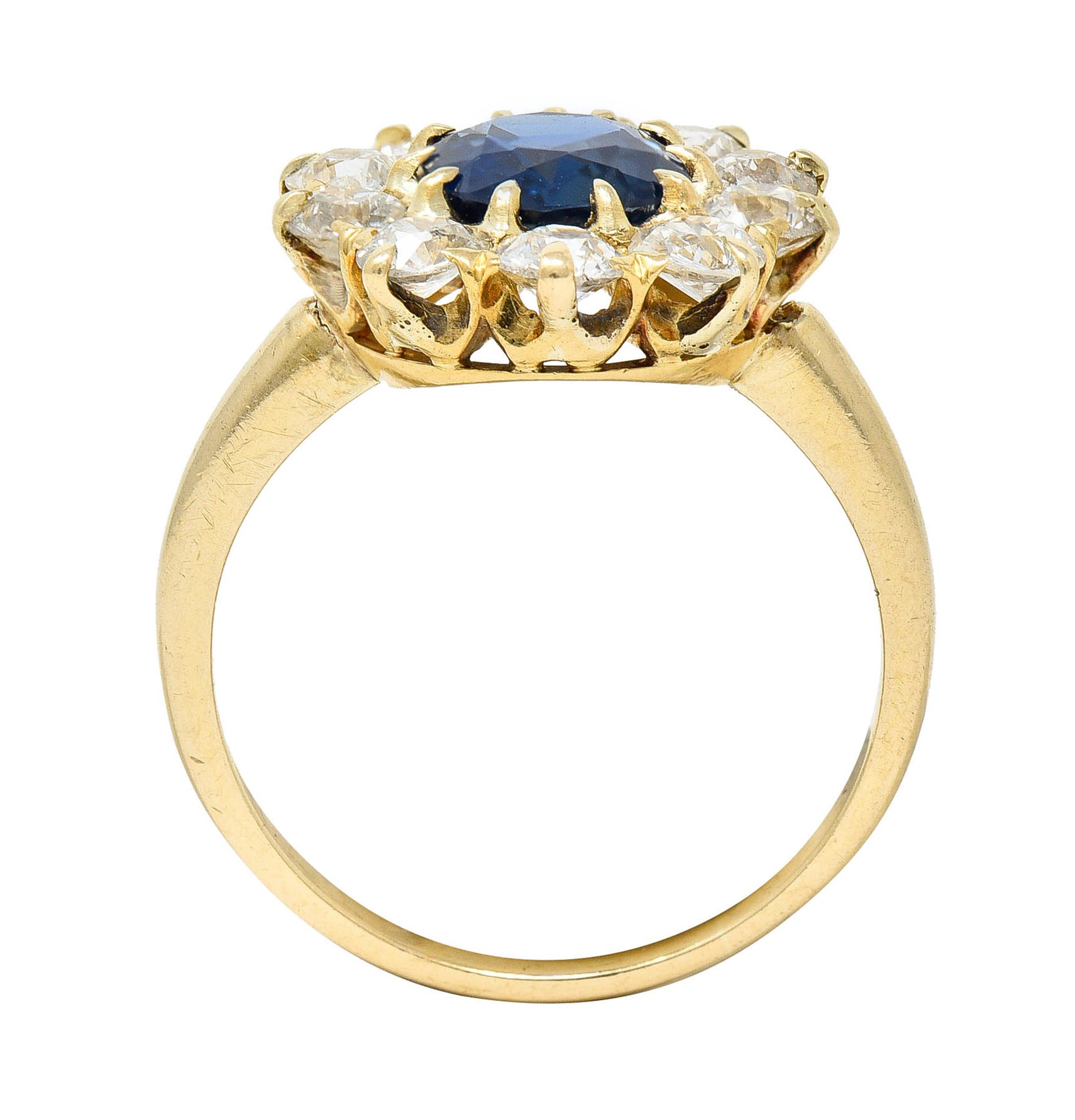 Victorian 2.15 CTW Sapphire Diamond 14 Karat Gold Cluster RingRing - Wilson's Estate Jewelry