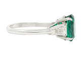 1950's Mid-Century 3.19 CTW Emerald Diamond Platinum RingRing - Wilson's Estate Jewelry