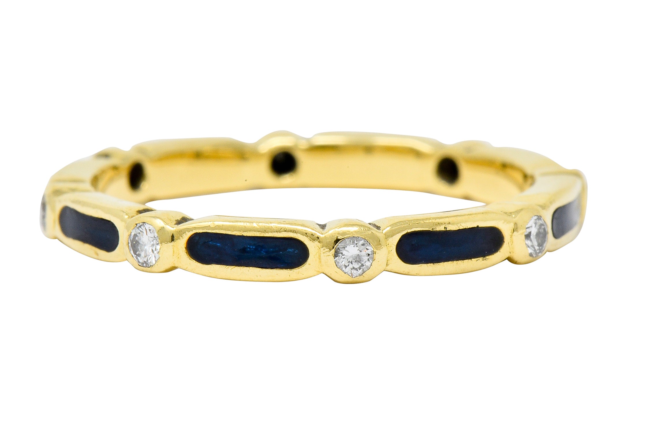 Hidalgo Diamond Enamel 18 Karat Gold Eternity Band Ring - Wilson's Estate Jewelry