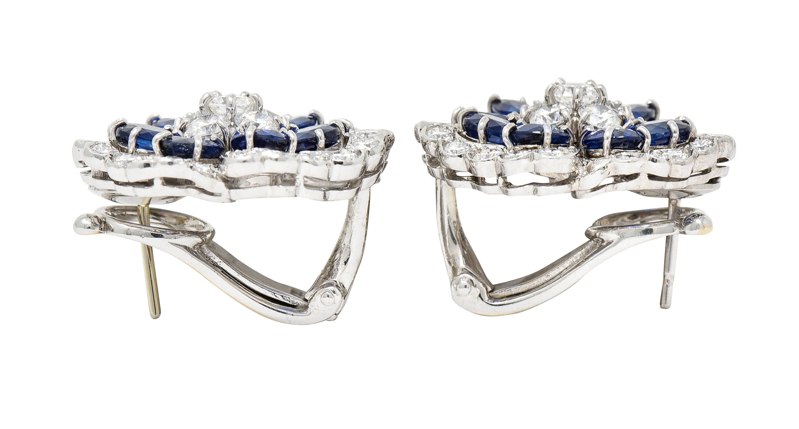 Van Cleef & Arpels 12.65 CTW Sapphire Diamond Platinum Camilla Flower EarringsEarrings - Wilson's Estate Jewelry