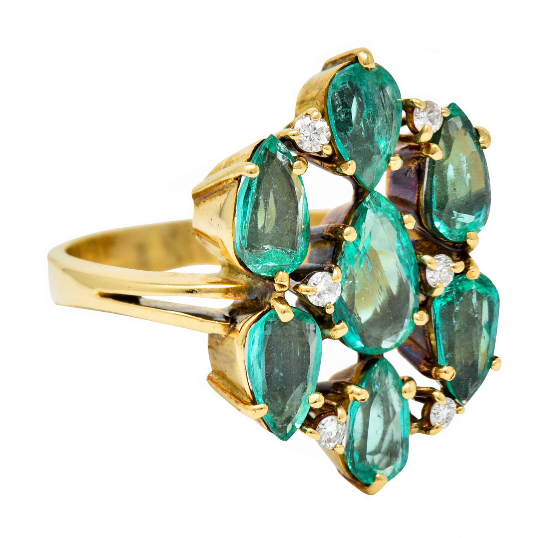 Vintage 2.00 CTW Emerald Diamond 18 Karat Gold Cluster RingRing - Wilson's Estate Jewelry