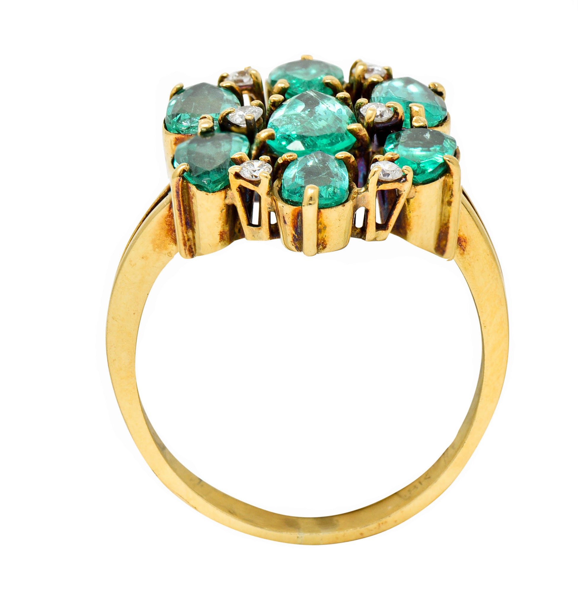 Vintage 2.00 CTW Emerald Diamond 18 Karat Gold Cluster RingRing - Wilson's Estate Jewelry