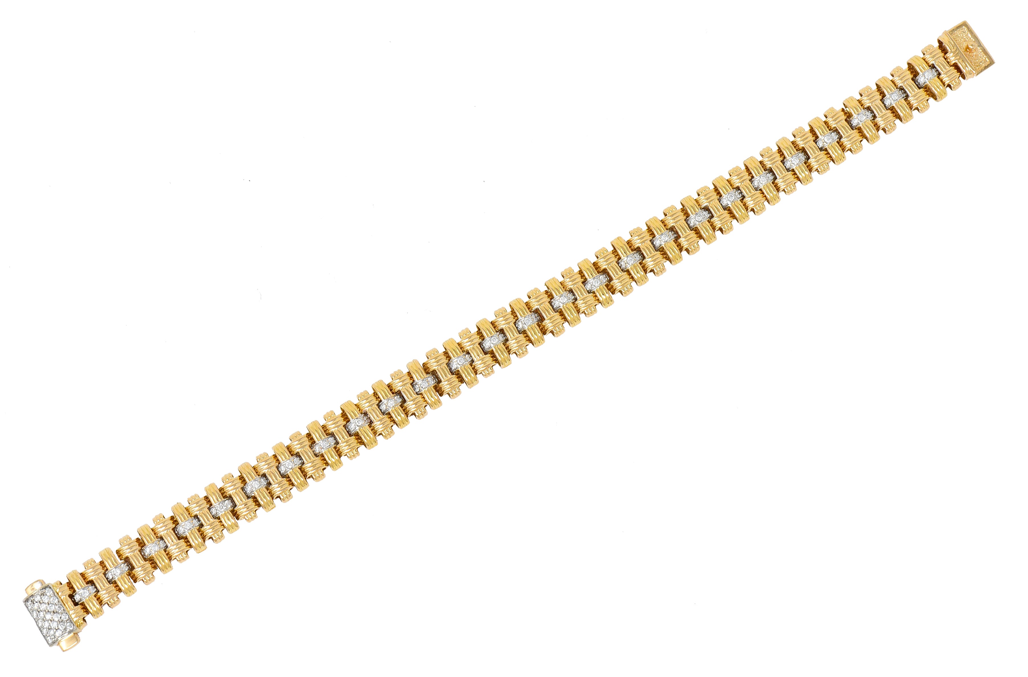 Roberto Coin Diamond 18 Karat Gold Appassionata Woven Link Bracelet - Wilson's Estate Jewelry