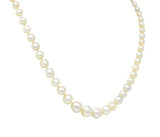 Edwardian Diamond Natural Saltwater Pearl Platinum-Topped 18 Karat Gold Strand Necklace GIA Wilson's Estate Jewelry