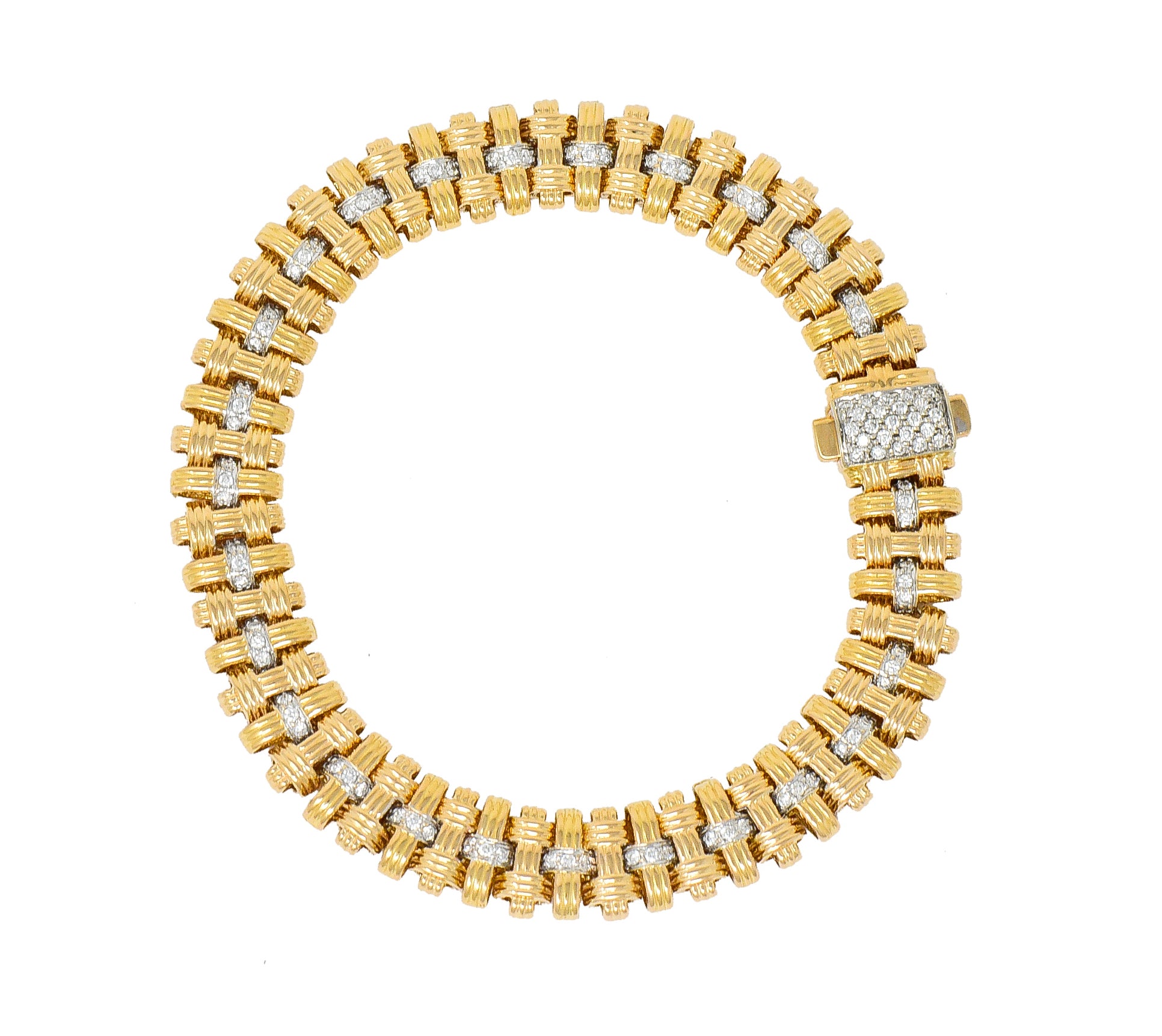 Roberto Coin Diamond 18 Karat Gold Appassionata Woven Link Bracelet - Wilson's Estate Jewelry