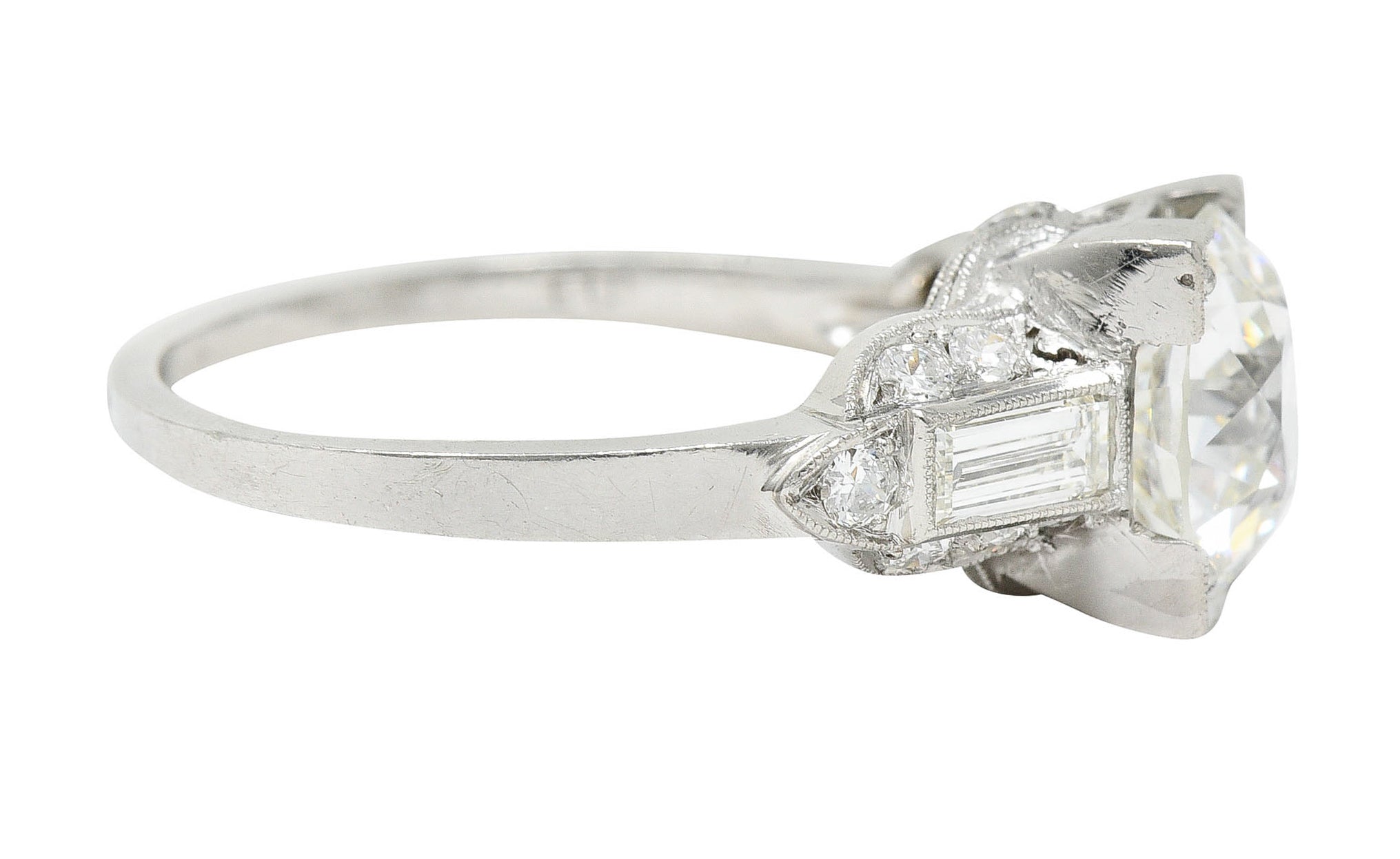 Art Deco 2.61 CTW Diamond Platinum Engagement Ring GIARing - Wilson's Estate Jewelry