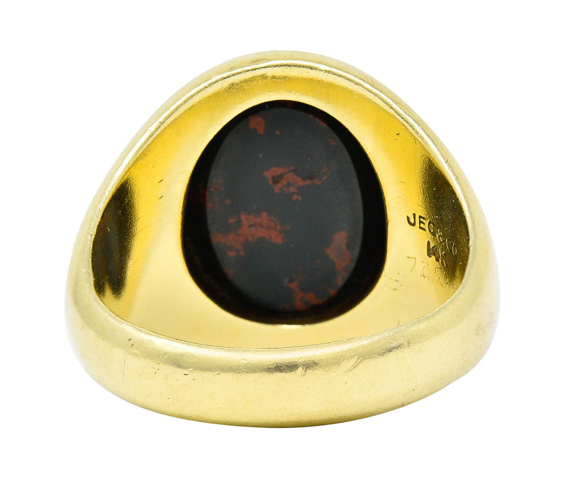 J.E. Caldwell Bloodstone Intaglio 14 Karat Gold Heraldry Unisex Signet RingRing - Wilson's Estate Jewelry