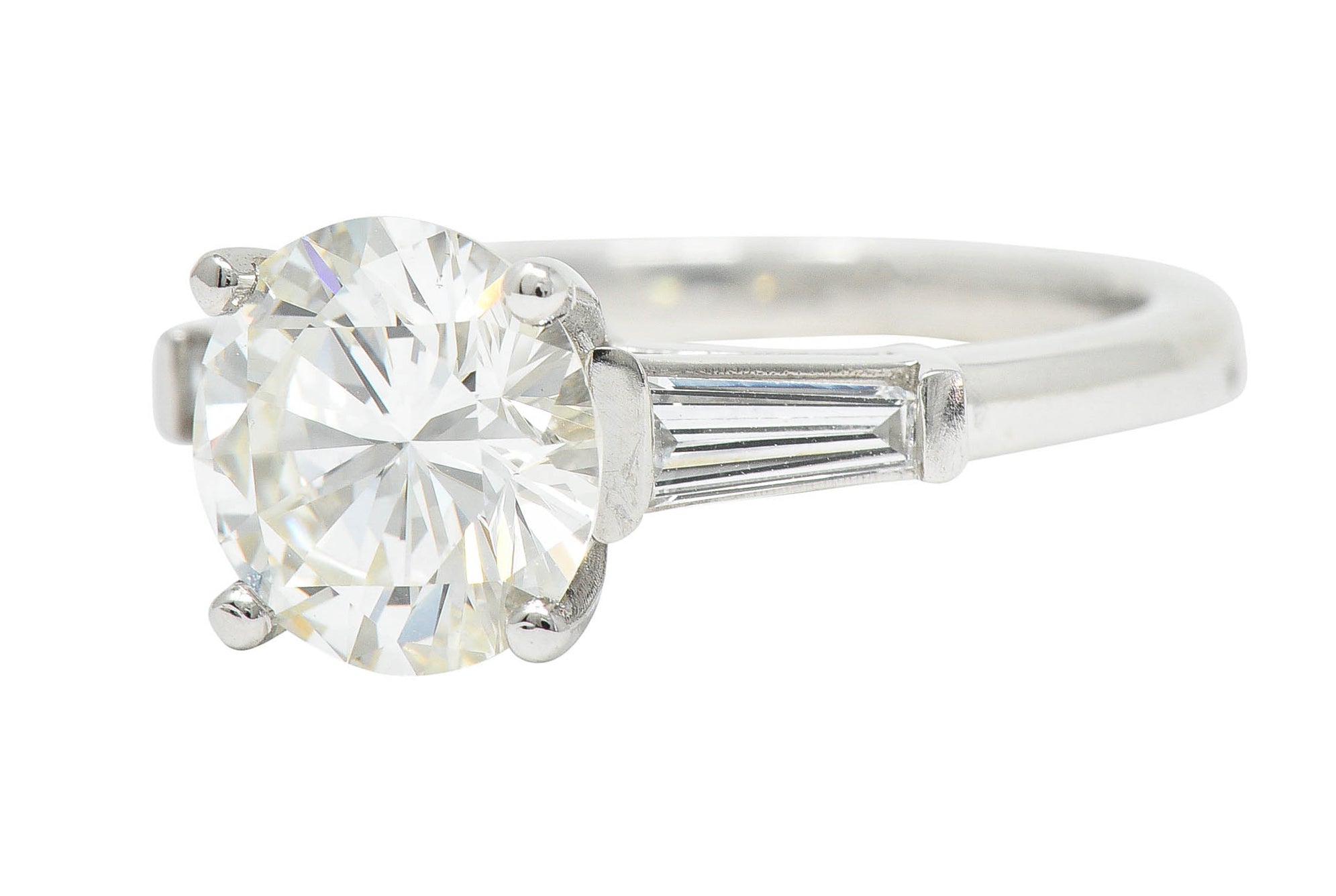 1950's Mid-Century 2.73 CTW Diamond Platinum Engagement Ring GIARing - Wilson's Estate Jewelry