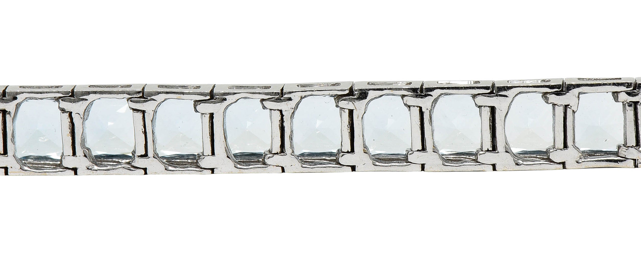 Art Deco 12.00 CTW Aquamarine 18 Karat White Gold Line Braceletbracelet - Wilson's Estate Jewelry