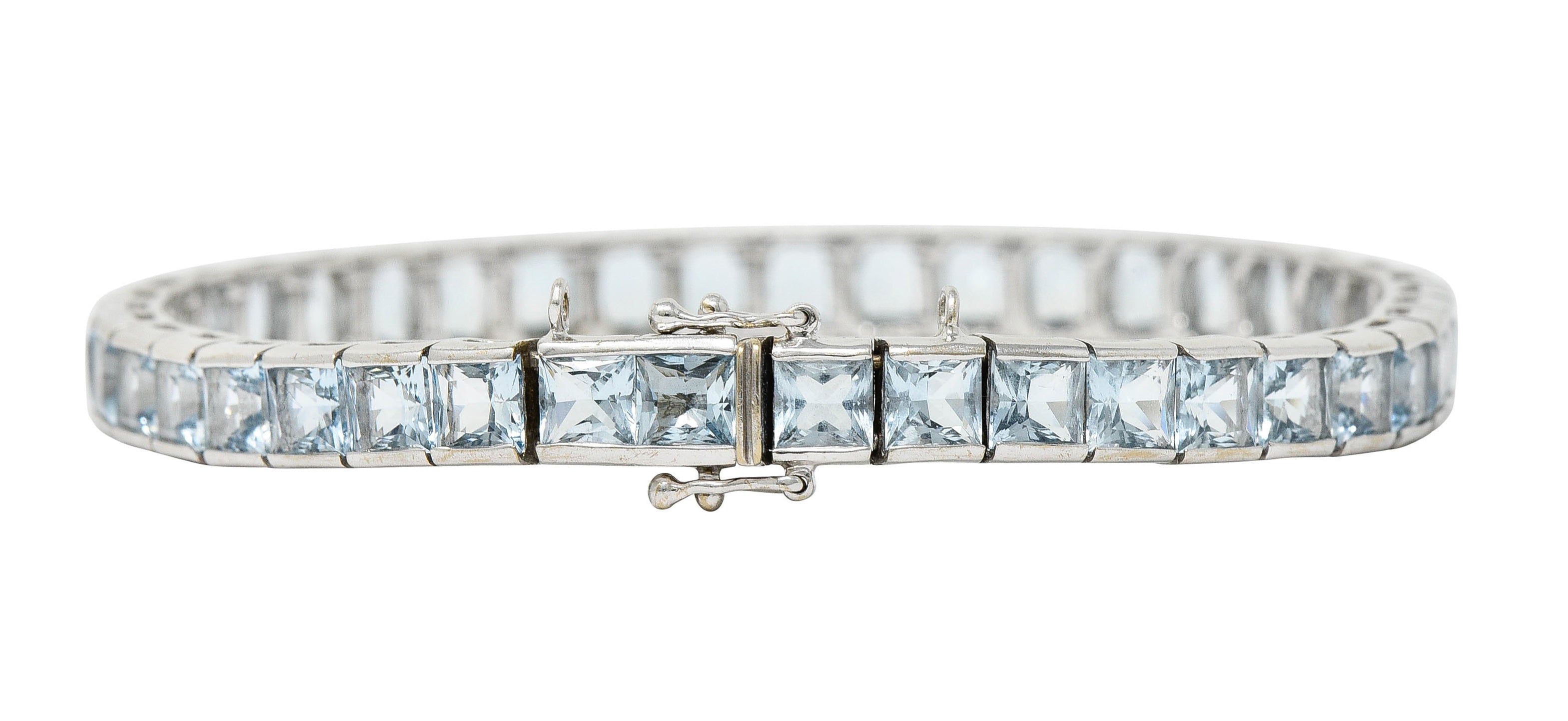 Art Deco 12.00 CTW Aquamarine 18 Karat White Gold Line Braceletbracelet - Wilson's Estate Jewelry