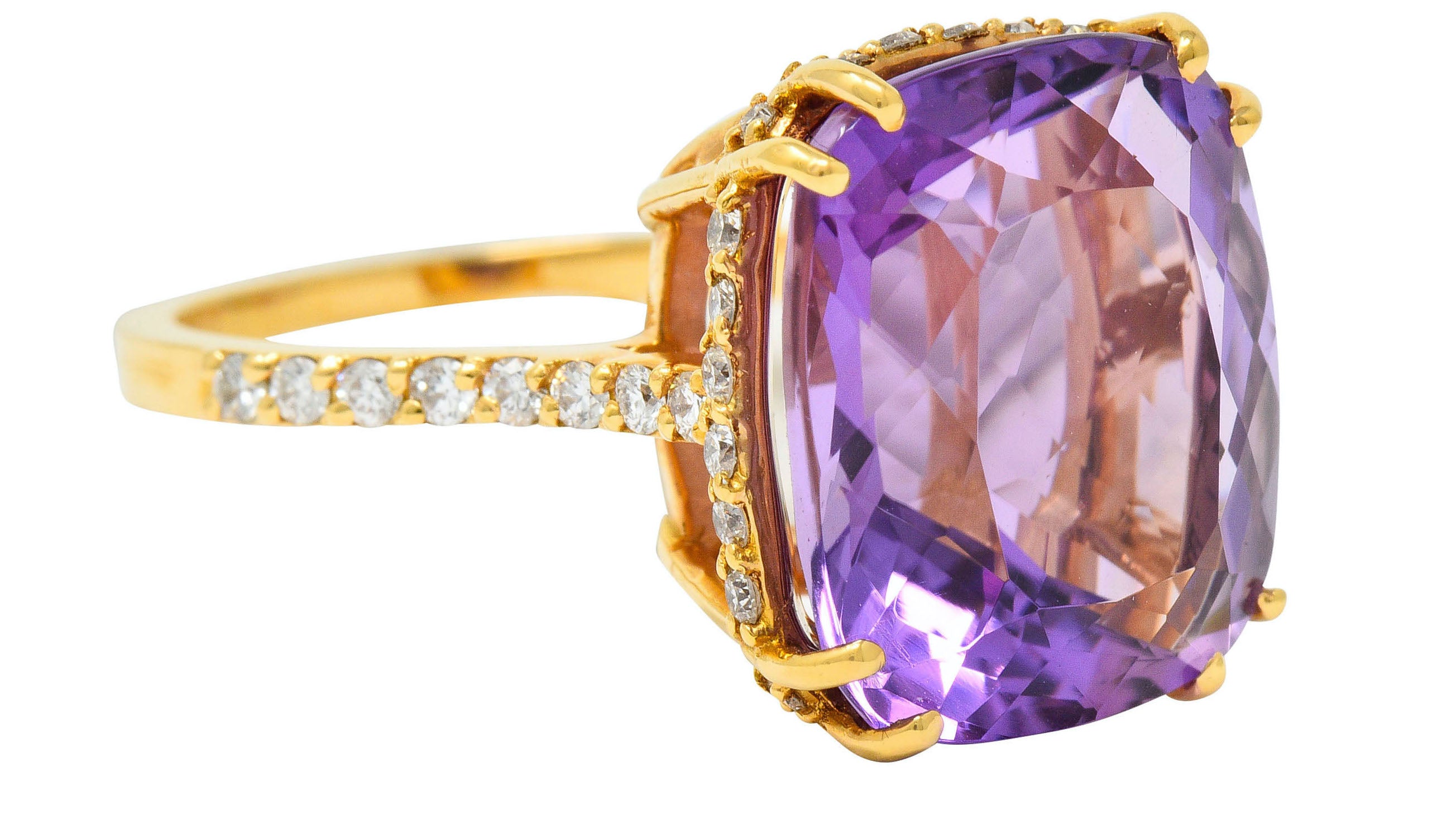 Amethyst Diamond 20 Karat Rose Gold Cocktail RingRing - Wilson's Estate Jewelry