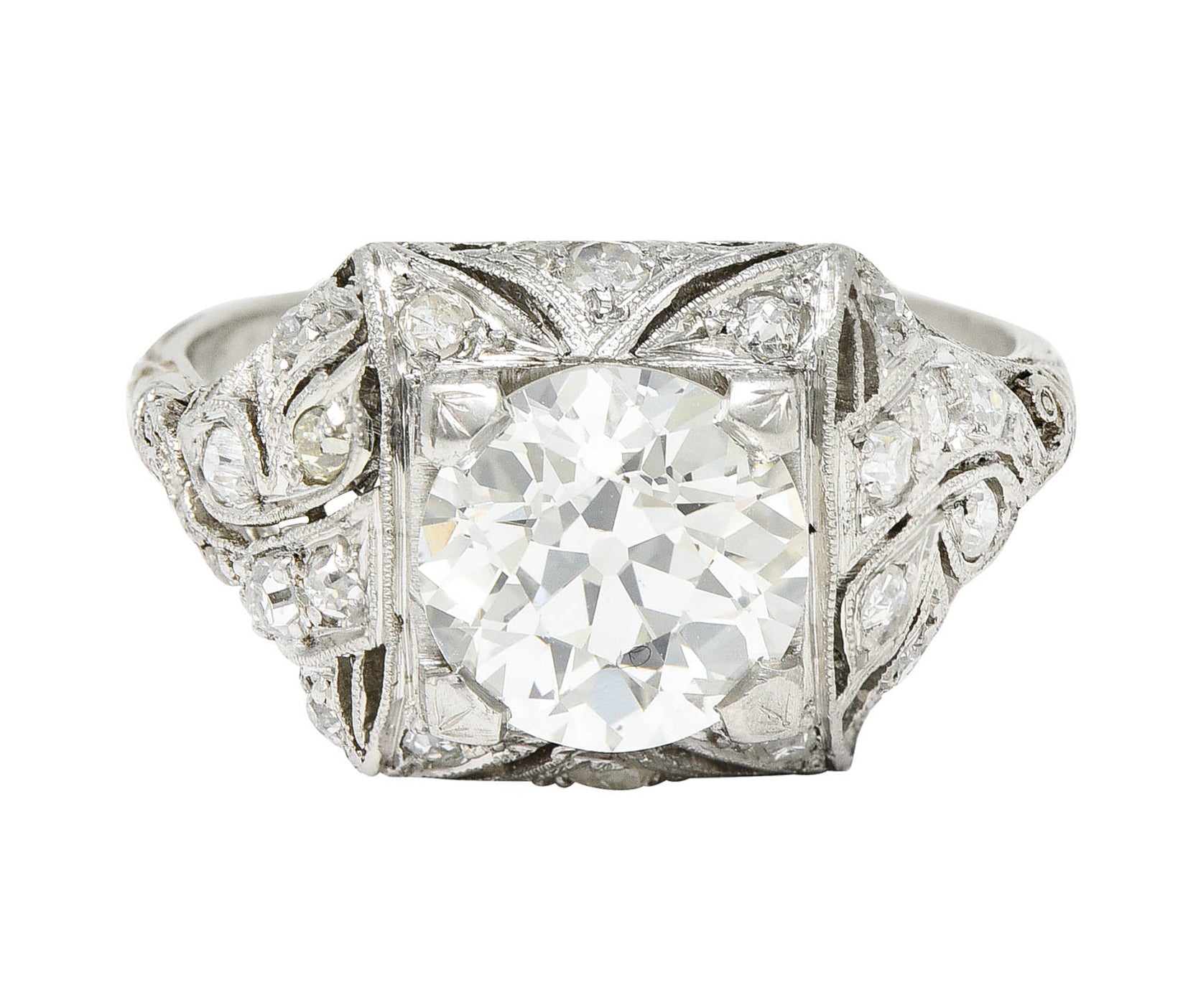 Art Deco 2.03 CTW Diamond Platinum Foliate Engagement RingRing - Wilson's Estate Jewelry