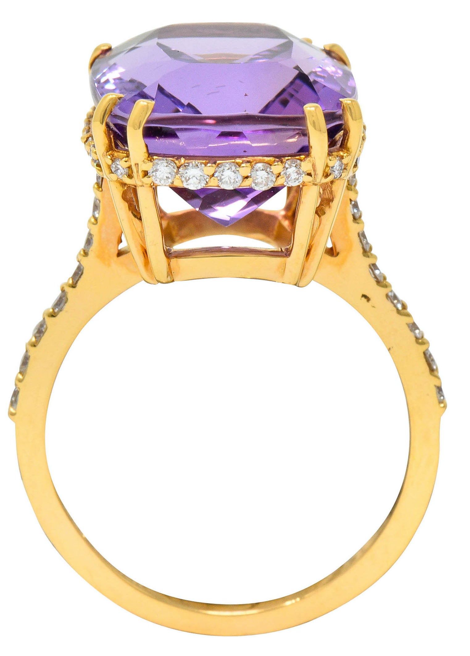 Amethyst Diamond 20 Karat Rose Gold Cocktail RingRing - Wilson's Estate Jewelry