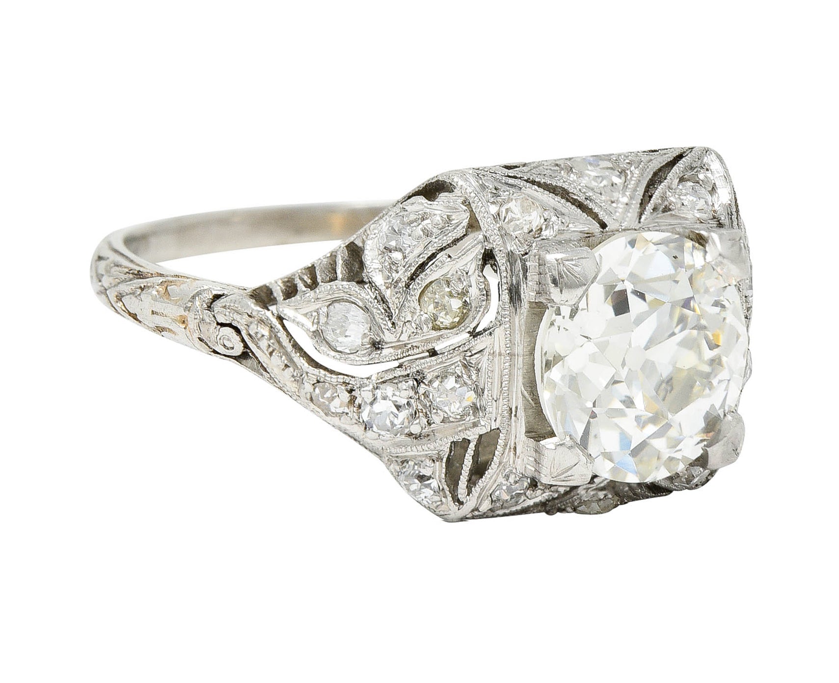 Art Deco 2.03 CTW Diamond Platinum Foliate Engagement RingRing - Wilson's Estate Jewelry