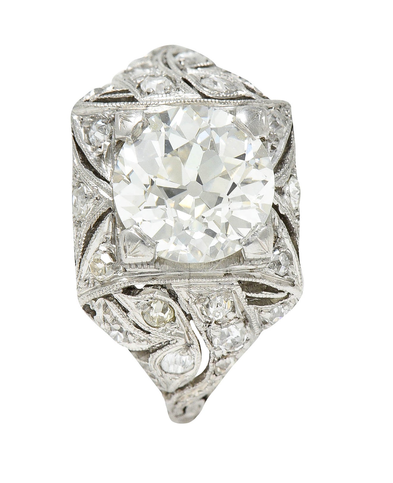 Art Deco 2.03 CTW Diamond Platinum Foliate Engagement RingRing - Wilson's Estate Jewelry