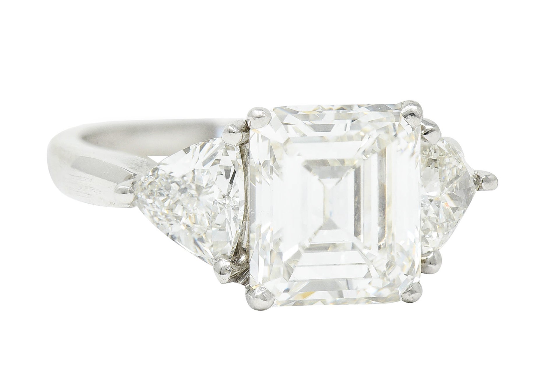 Mid-Century 3.70 CTW Emerald Cut Diamond Platinum Engagement Ring GIARing - Wilson's Estate Jewelry