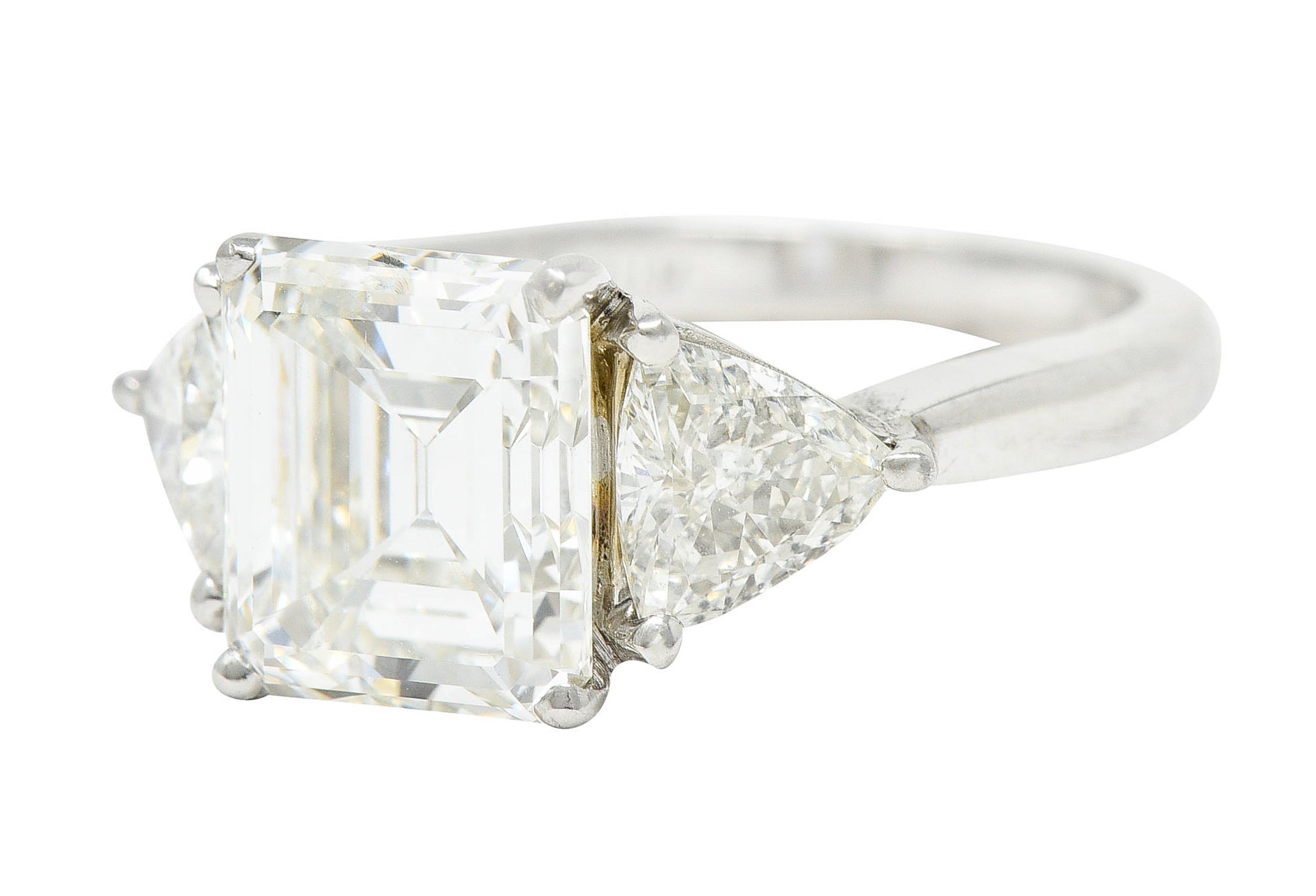 Mid-Century 3.70 CTW Emerald Cut Diamond Platinum Engagement Ring GIARing - Wilson's Estate Jewelry