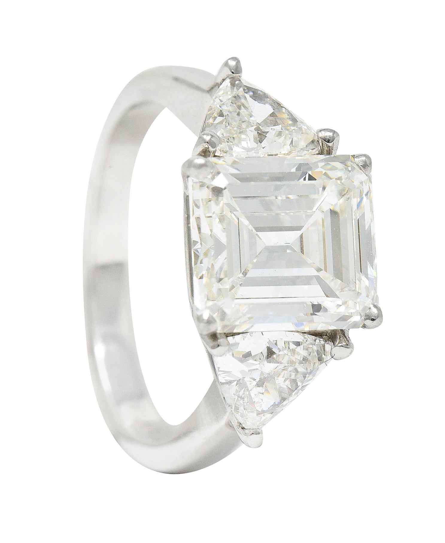 Mid-Century 3.70 CTW Emerald Cut Diamond Platinum Engagement Ring GIARing - Wilson's Estate Jewelry