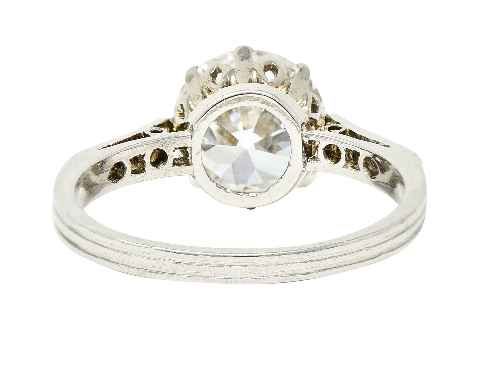 Edwardian Old European Cut 2.68 CTW Diamond Platinum Antique Engagement Ring GIA Wilson's Estate Jewelry