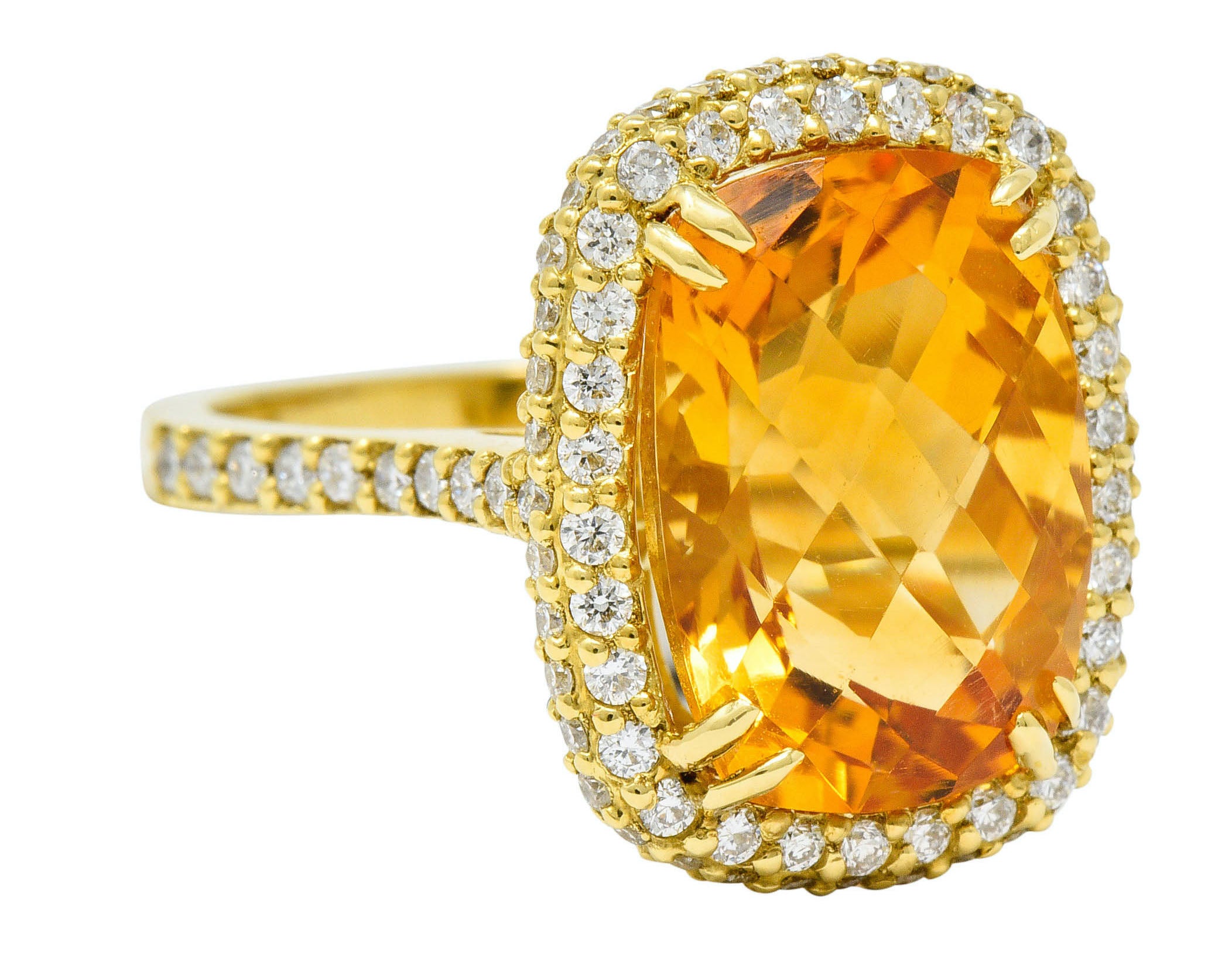 Sunny Citrine Diamond 18 Karat Gold Cocktail RingRing - Wilson's Estate Jewelry