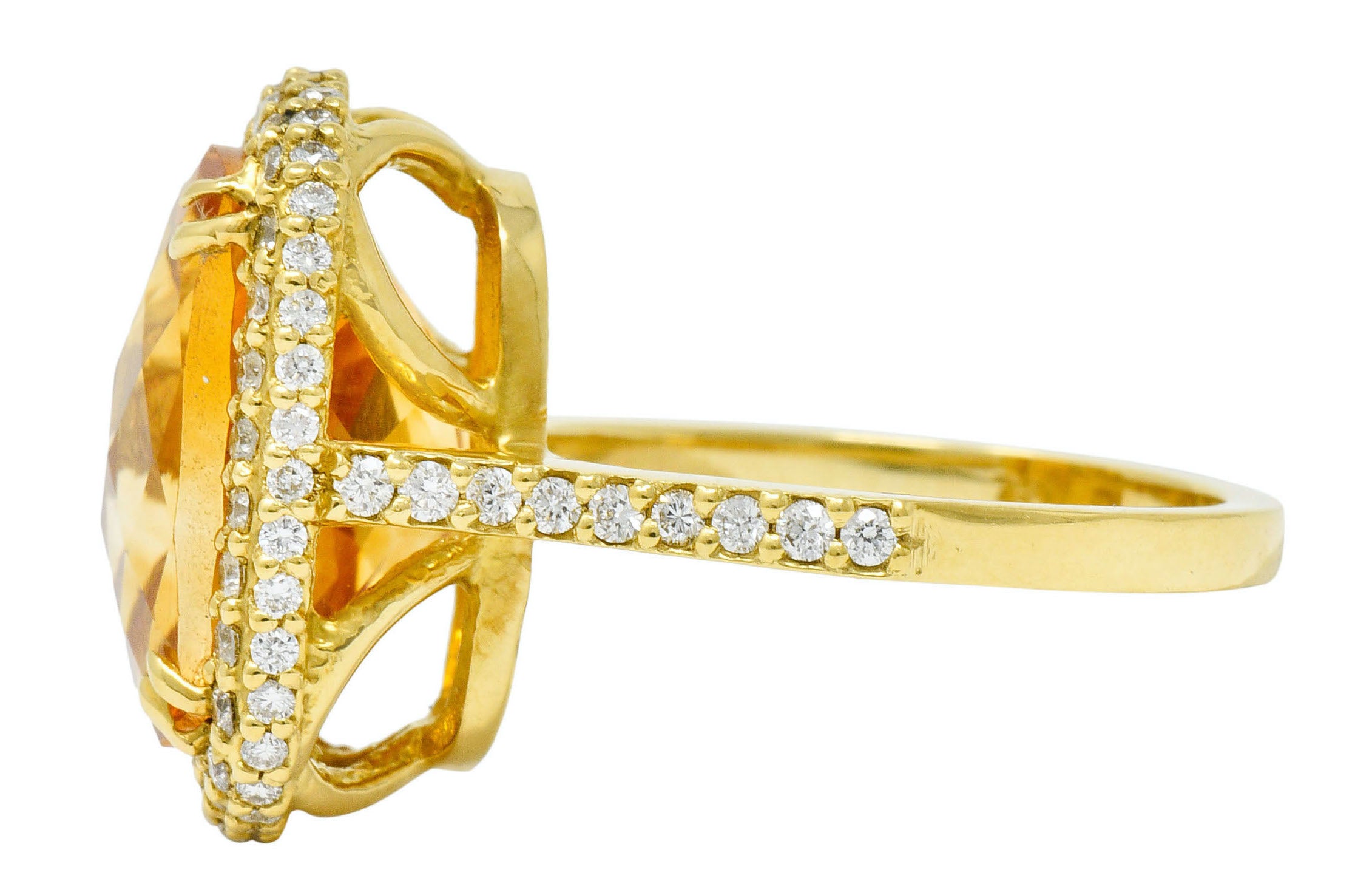 Sunny Citrine Diamond 18 Karat Gold Cocktail RingRing - Wilson's Estate Jewelry